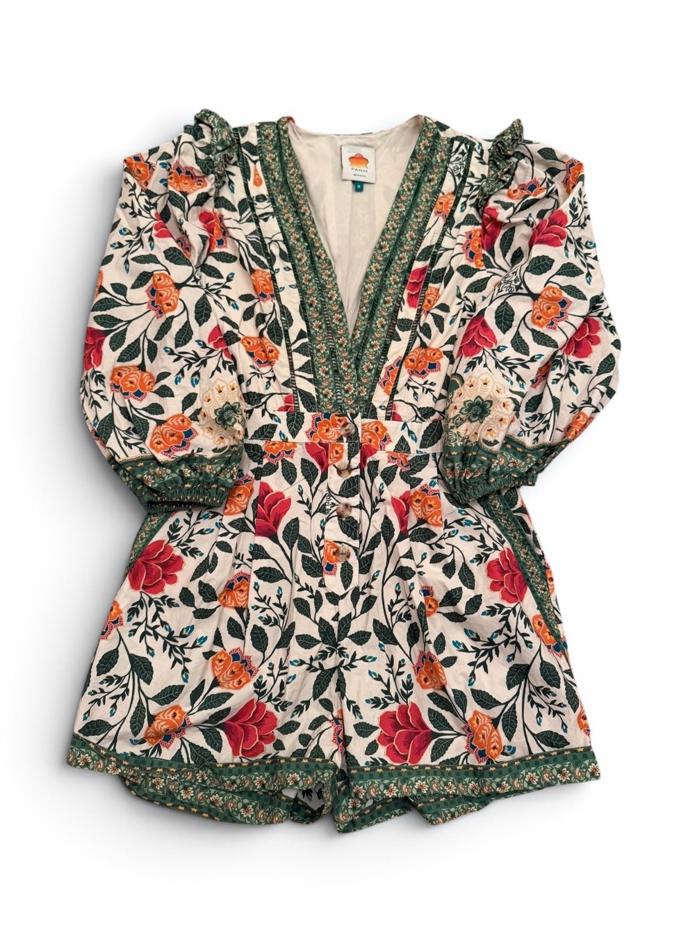 Farm Rio Garden Floral Tapestry Romper Women’s Size M - Picture 5 of 11